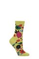 Ladies 1 Pair Thought Abstract Floral Organic Cotton Socks - Pea Green