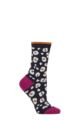 Ladies 1 Pair Thought Leopard Print Organic Cotton Socks - Dark Navy