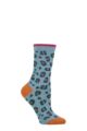 Ladies 1 Pair Thought Leopard Print Organic Cotton Socks - Sea Blue