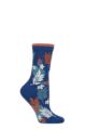 Ladies 1 Pair Thought Palm Leaf Bamboo and Organic Cotton Socks - Twilight Blue