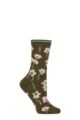 Ladies 1 Pair Thought Summer Poppies Organic Cotton Socks - Olive Green