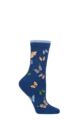 Ladies 1 Pair Thought Butterfly Organic Cotton Socks - Twilight Blue