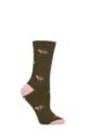 Ladies 1 Pair Thought Wild Animals Organic Cotton Socks - Olive Green