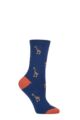 Ladies 1 Pair Thought Wild Animals Organic Cotton Socks - Twilight Blue