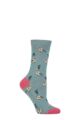 Ladies 1 Pair Thought Eden Bamboo Bird Socks - Eucalyptus Blue
