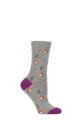 Ladies 1 Pair Thought Eden Bamboo Bird Socks - Grey Marle