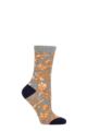 Ladies 1 Pair Thought Ellianna Organic Cotton Floral Socks - Grey Marle