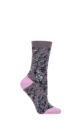 Ladies 1 Pair Thought Ellianna Organic Cotton Floral Socks - Aubergine Purple
