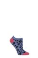 Ladies 1 Pair Thought Reese Bamboo Leopard Trainer Socks - Periwinkle Blue