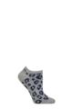 Ladies 1 Pair Thought Reese Bamboo Leopard Trainer Socks - Grey Marle