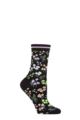 Ladies 1 Pair Thought Laney Floral Organic Cotton Socks - Black