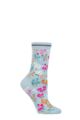 Ladies 1 Pair Thought Laney Floral Organic Cotton Socks - Foam Blue