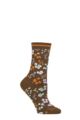 Ladies 1 Pair Thought Laney Floral Organic Cotton Socks - Moss Green