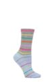 Ladies 1 Pair Thought Lauryn Fine Stripe Bamboo Socks - Grey Marle