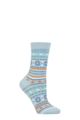 Ladies 1 Pair Thought Waverly Floral Fairisle Organic Cotton Socks - Foam Blue