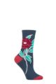 Ladies 1 Pair Thought Rossa Floral Organic Cotton Socks - Slate Blue