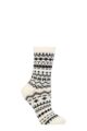 Ladies 1 Pair Thought Archa Patterned Wool Socks - Stone White