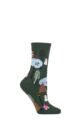 Ladies 1 Pair Thought Gloria Christmas Scene Organic Cotton Socks - Forest Green