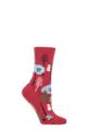 Ladies 1 Pair Thought Gloria Christmas Scene Organic Cotton Socks - Brick Red