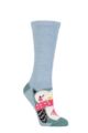 Ladies 1 Pair Thought Billie Animal Recycled Polyester Fluffy Socks - Foam Blue