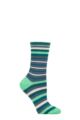 Ladies 1 Pair Thought Bamboo and Organic Cotton Striped Socks - Misty Blue