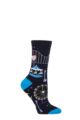 Ladies 1 Pair Thought Bamboo and Organic Cotton Fairground Socks - Navy