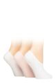 Ladies 3 Pair SOCKSHOP Wildfeet Mesh Pattern Fashion Shoe Liner Socks - Spotty White / Pink / White