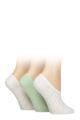 Women's 3 Pair SOCKSHOP Wildfeet Mesh Pattern Fashion Shoe Liner Socks - Stripe White / Green