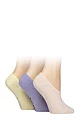 Women's 3 Pair SOCKSHOP Wildfeet Mesh Pattern Fashion Shoe Liner Socks - Spot Pink / Purple / Yellow