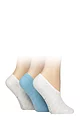 Women's 3 Pair SOCKSHOP Wildfeet Mesh Pattern Fashion Shoe Liner Socks - Flower White / Blue