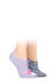 Ladies 2 Pair SOCKSHOP Wildfeet Animal and Patterned Cosy Slipper Socks with Grip - Mushroom and Spots