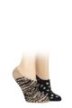 Ladies 2 Pair SOCKSHOP Wildfeet Animal and Patterned Cosy Slipper Socks with Grip - Tiger Print / Spots