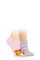Ladies 2 Pair SOCKSHOP Wildfeet Animal and Patterned Cosy Slipper Socks with Grip - Tiger