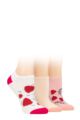 Ladies 3 Pair SOCKSHOP Wild Feet Novelty Cotton Trainer Socks - Raspberry