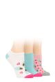 Ladies 3 Pair SOCKSHOP Wild Feet Novelty Cotton Trainer Socks - Ice Cream Swirl