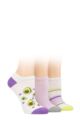 Ladies 3 Pair SOCKSHOP Wild Feet Novelty Cotton Trainer Socks - Avocado