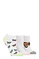 Women's 3 Pair SOCKSHOP Wildfeet Novelty Cotton Trainer Socks - Butterflies