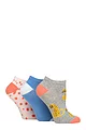 Women's 3 Pair SOCKSHOP Wildfeet Novelty Cotton Trainer Socks - Cheetah