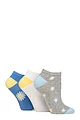 Women's 3 Pair SOCKSHOP Wildfeet Novelty Cotton Trainer Socks - Daisies