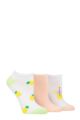 Ladies 3 Pair SOCKSHOP Wildfeet Novelty Cotton Trainer Socks - Lemons