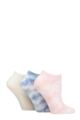 Ladies 3 Pair SOCKSHOP Wildfeet Tie Dye Trainer Socks - Pink / Blue / Green