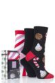 Ladies 3 Pair SOCKSHOP Wild Feet Christmas Box Gift Boxed Novelty Cotton Socks - Candy