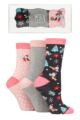 Ladies 3 Pair SOCKSHOP Wild Feet Christmas Flat Gift Boxed Socks - Robin