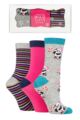 Ladies 3 Pair SOCKSHOP Wildfeet Christmas Flat Gift Boxed Socks - Panda