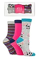 Women's 3 Pair SOCKSHOP Wildfeet Christmas Flat Gift Boxed Socks - Panda