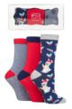 Ladies 3 Pair SOCKSHOP Wildfeet Christmas Flat Gift Boxed Socks - Bunnies