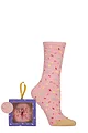 Women's 1 Pair SOCKSHOP Wildfeet 'Me Time' Gift Boxed Socks - Pale Pink Doughnut