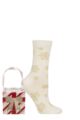 Women's 1 Pair SOCKSHOP Wildfeet Christmas Gift Box Socks - Snow Flakes Gold
