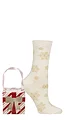 Women's 1 Pair SOCKSHOP Wildfeet Christmas Gift Box Socks - Snow Flakes Gold