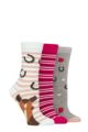 Ladies 3 Pair SOCKSHOP Wildfeet Cotton Novelty Patterned Socks - Horse & Apples